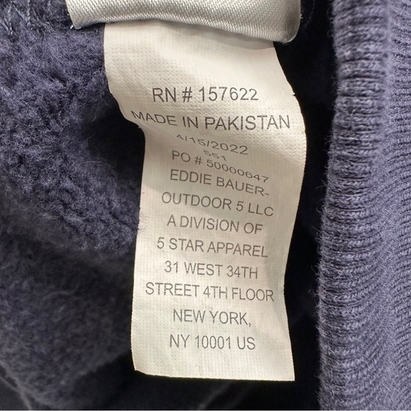 Eddie Bauer Hoodie Mens Size Medium Navy Bass Fish Outdoors Pocket - Picture 7 of 8